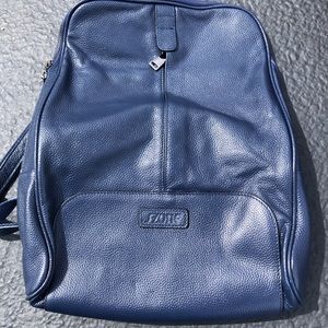 Blue leather backpack